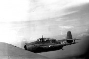 Byron flying his TBF in formation Bougainville