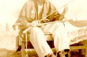 Byron on Tinian with Captured Sword